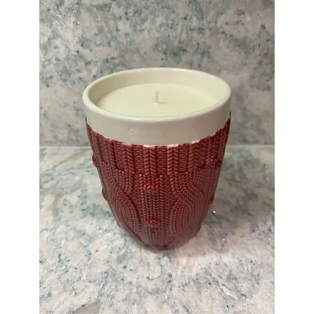 Red Cable Knit Sweater Candle Mug